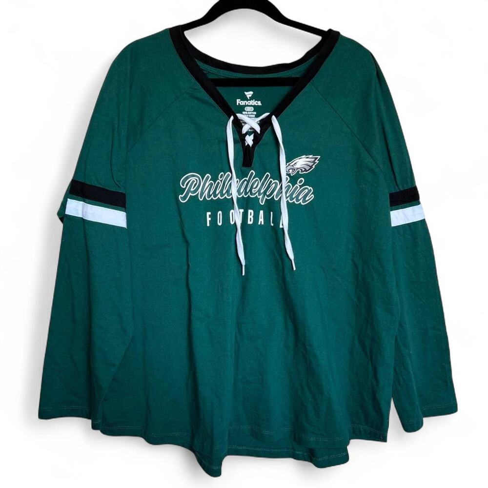 Philadelphia Eagles Long Sleeves‎ Shirt With Lace Up Front 2X